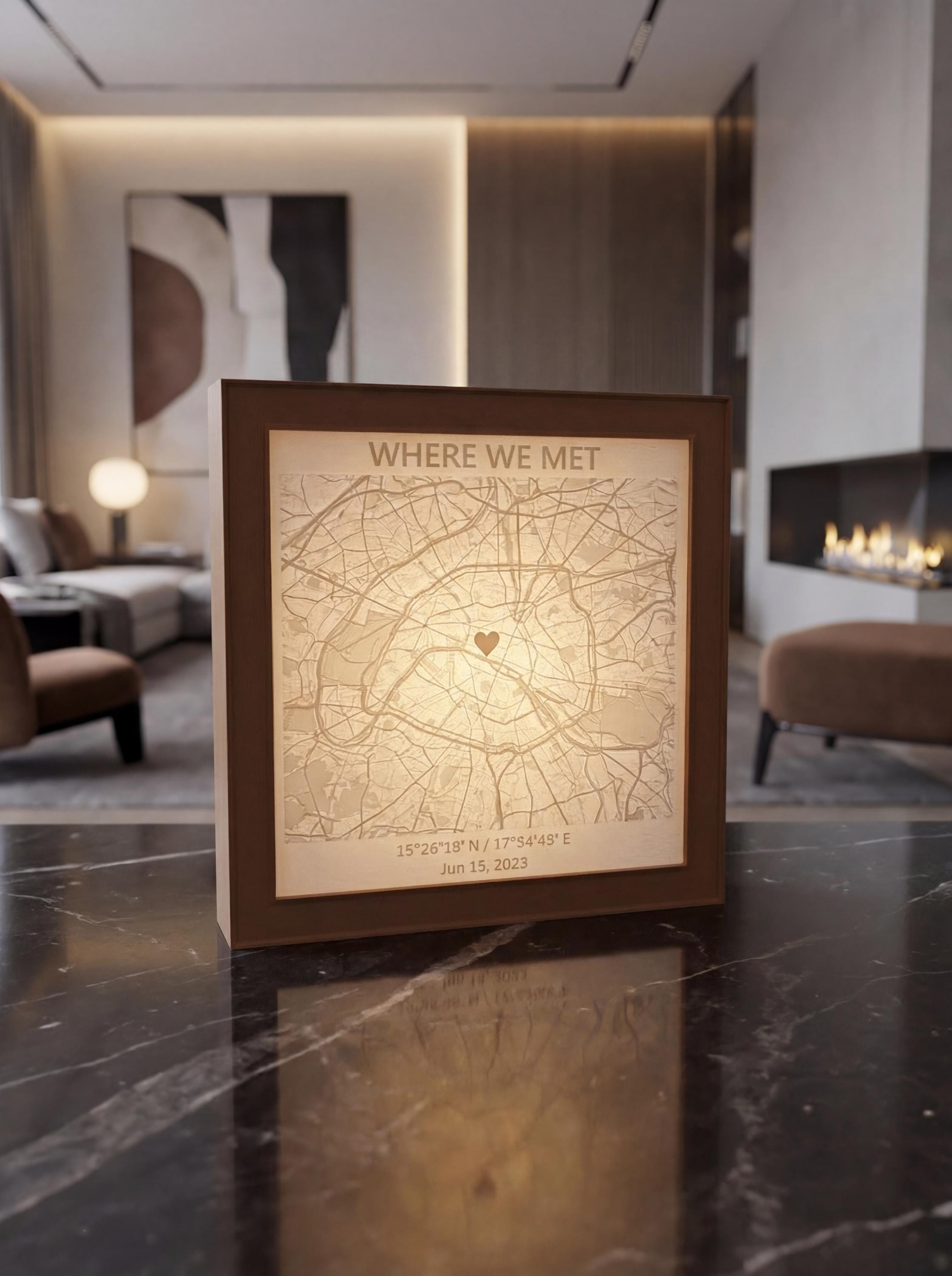 LED Picture Frame, Personalized, Custom Photo/Map, Couple Art, Anniversary, Wedding, Keepsake, Lithophane